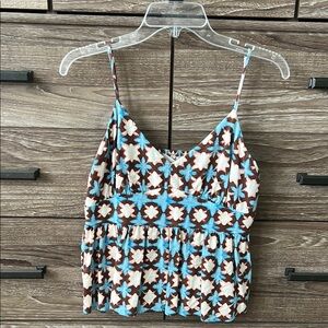 LOFT Blue and Brown Floral Camisole